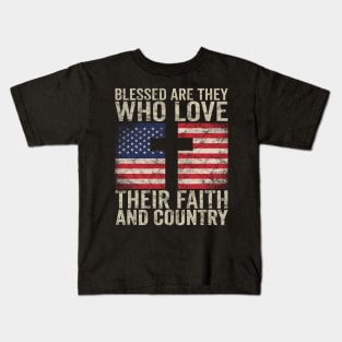 Christian Patriotic American Flag Blessed Gift Christians Kids T-Shirt